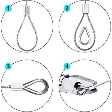 Kit câble inox 50 m – Treillis gainé PVC 2 mm – Tendeur M5 pour plante grimpante – Étendoir toit ou jardin