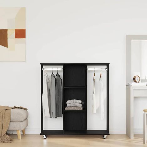 Kleiderschrank mit Regal Schwarz Eichen-Optik 102 x 38 x 110 cm
