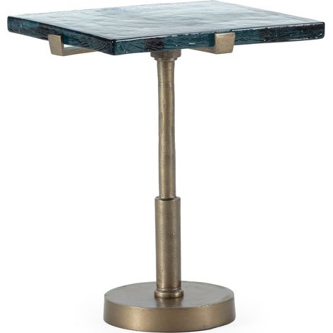 Beistelltisch 41X31X47 Antikgoldenes Metall/Rustikales Glas (1/4)