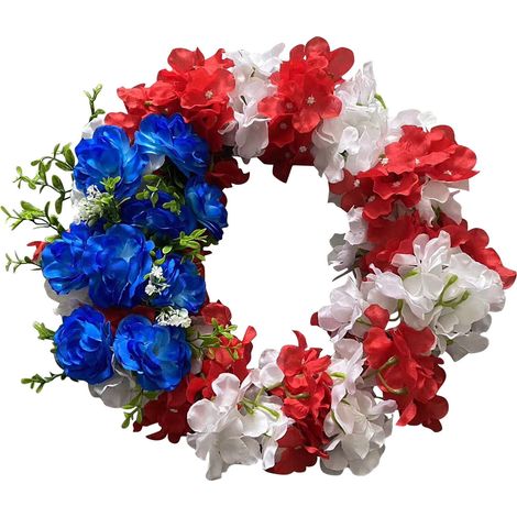 Guirlande Festive - Guirlande en Rotin avec Fleurs Simulées - Décoration Porte Fenêtre Intérieur Extérieur - Diamètre 40 cm - 1 Pièce (1/5)
