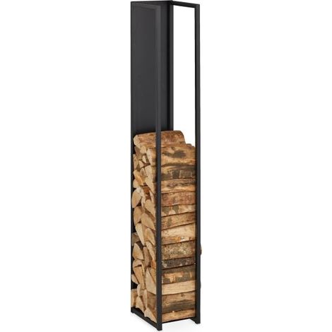 Estante alto de madera con panel trasero