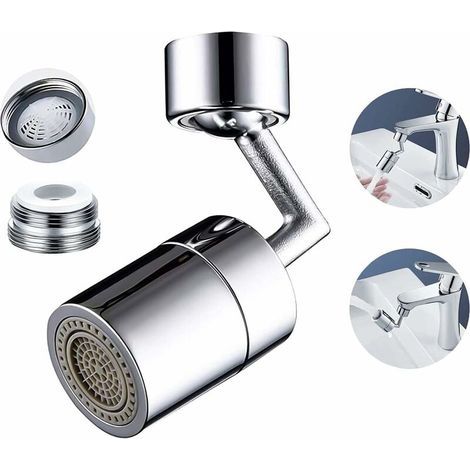 Mousseur de robinet universel 720° anti-éclaboussures avec double fonction, aérateur pivotant pour cuisine et salle de bains (1/5)