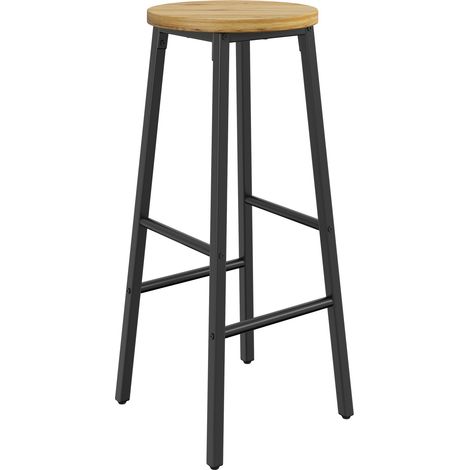 Set de barra para cocina con isla, almacenaje y 2 taburetes negros, efecto madera, MDF y metal (1/5)