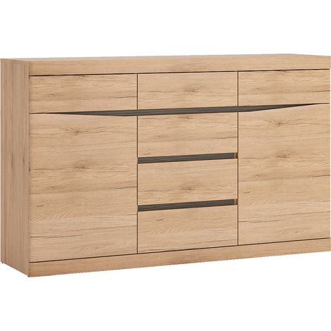 Sideboard mit 6 Schubkästen SANFORD-129 in Eiche hell Nb., B/H/T: ca. 150/92,5/40 cm (1/5)