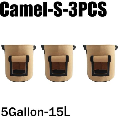 (Camel-S-3PCS) 3 styles de sacs de culture en feutre, tissu non tissé, pour pots de pommes de terre, serres et autres légumes, outils de culture verticaux hydratants (1/4)