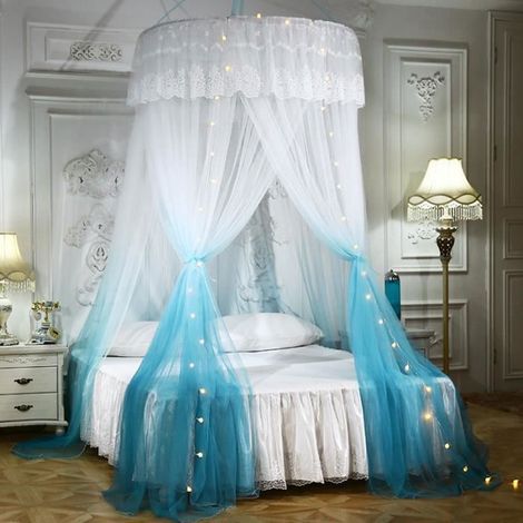 Ciel de lit Moustiquaire - AUTREMENT - Dôme Polyester - Anti-moustique 360° - Lavable - Bleu (1/4)