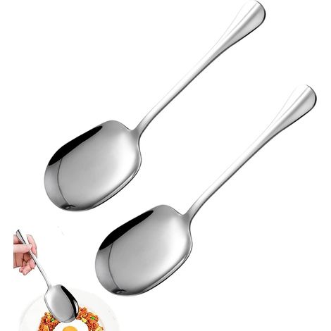 2 pièces cuillères de service en acier inoxydable à long manche pour restaurant, buffet, banquet – grande taille (1/5)