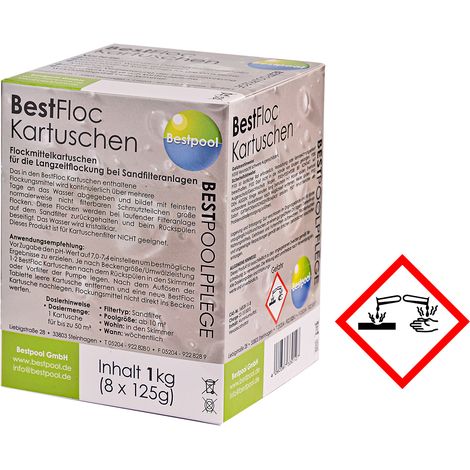 Best Floc Kartuschen Pool Wasserpflegemittel 1 kg 8 Flock Kartuschen je 125 g (1/5)
