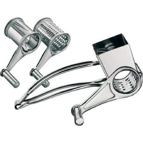 Râpe à fromage professionnelle Tellier N3010 en acier inoxydable, moulin manuel avec 2 tambours interchangeables pour (1/5)