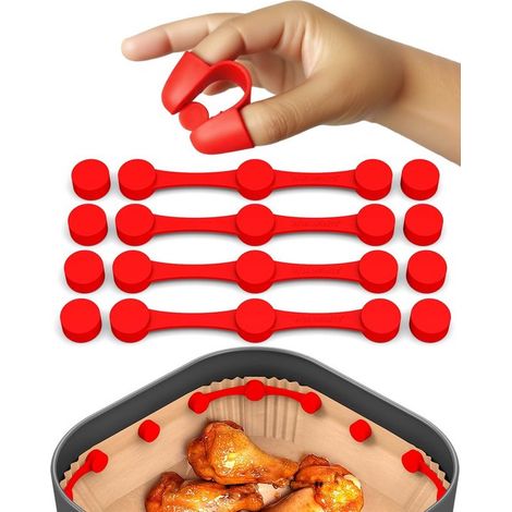 Per friggitrici ad aria, clip magnetiche in silicone 2 (13 pezzi) Mantengono la carta da forno in posizione, prevengono il rischio di incendi e proteggono il cibo dal calore (1/5)