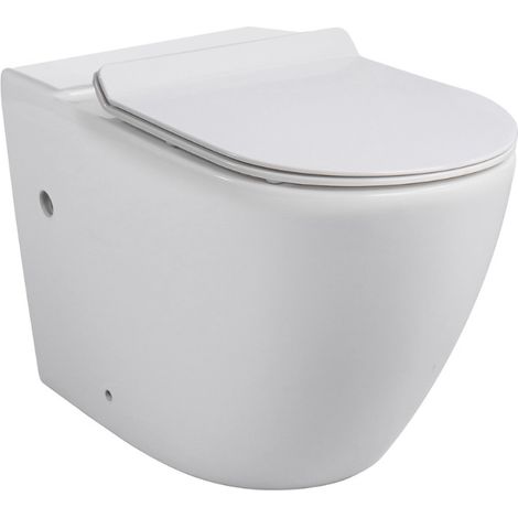 Ceramia WC da appoggio senza brida in ceramica con sedile SoftClose, bianco (CEPX030RREXB)