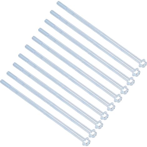 Jeu de 10 boulons hexagonaux à bride allongée pour arbre central de rotor de générateur essence et diesel, filetage fin 10x275 mm. (1/5)