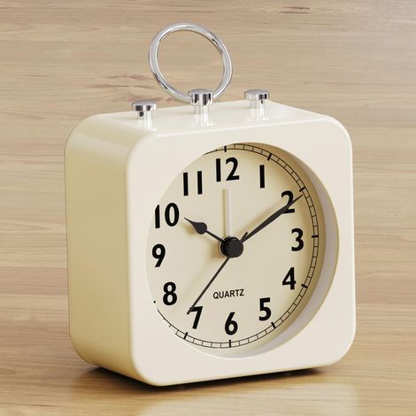 Réveil Matin analogique à Piles Petit réveil carré en métal au Style rétro Silencieux sans tic tac avec lumière Horloge de (1/5)
