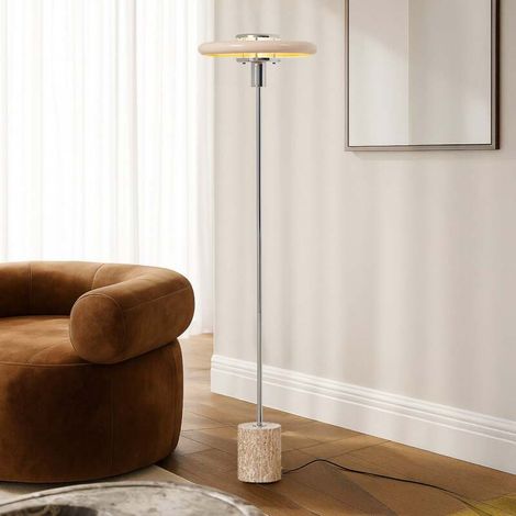 [GEBRAUCHT] B-Ware Lindby Stehleuchte Standlampe Branford Retro Beleuchtung Beige Metall Travertin (1/2)