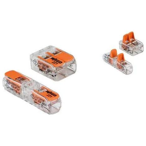 Lot de 5 bornes et 5 conducteurs à levier incliné, 2 entrées rigide et souple, 4mm² WAGO