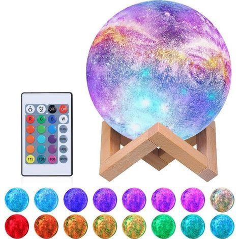 Lampe Lune 3D, Tomshine Veilleuse LED Lampe Luna Tactile 16 Couleurs avec Télécommande 15CM Moon Lamp USB Rechargeable pour Chambre Salon Café Cadeau Anniversaire Noël (1/4)