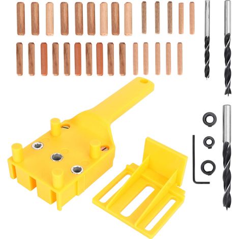 Ensemble de guide de gabarit de goujon pour le travail du bois à la main, ensemble de gabarit de goujon de travail du bois à la main, résistant à l'usure pour goujonner un trou de poche. (1/5)
