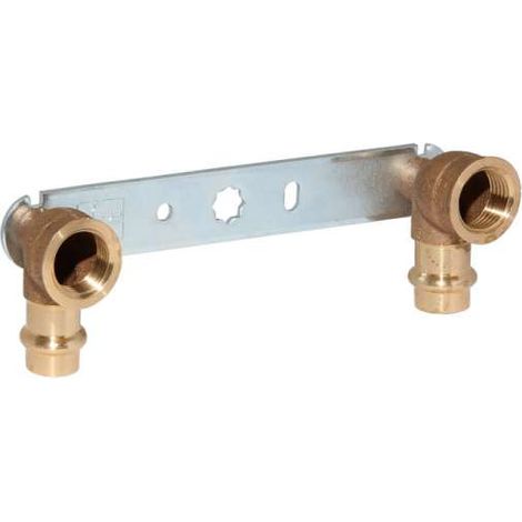 Viega Sanpress Montageeinheit Winkel Rotguss kurz mit SC 15xRp1/2'' Stichmaß 150mm 308681
