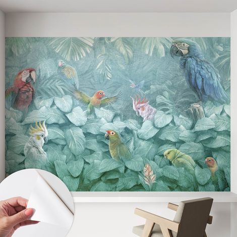 Carta da parati autoadesiva - Fotomurale adesivo - design elegante - stile moderno - Uccelli esotici 152x104 cm (1/5)