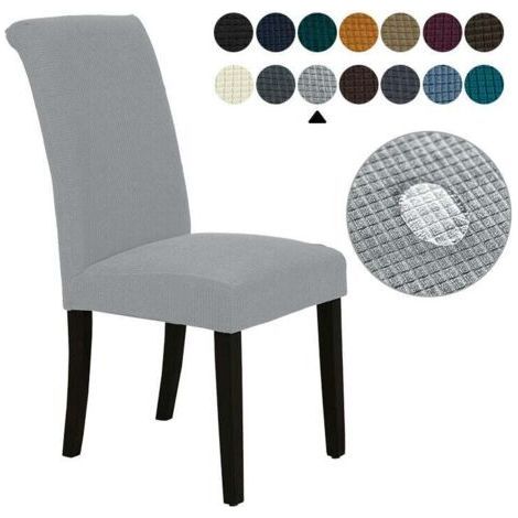 Chair Cover 6 Pieces Dining Room Jacquard Stretch Removable Washable Chair Cover Universe Chair Protector for Wedding, Kitchen, Banquet (6 Pieces, Silver)-M (1/5)