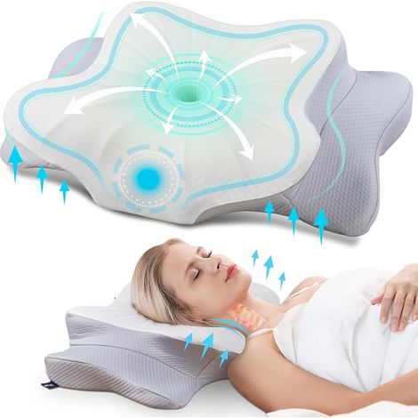Cuscino cervicale per chi dorme su un fianco, sulla schiena o a pancia in giù, cuscino in memory foam per collo e spalle, con federa (1/5)
