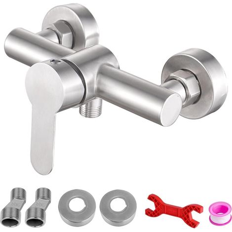Robinet de douche mural en acier inoxydable Mitigeur de douche Valve de plomberie Robinet de salle de bain pour eau froide et chaude (1/5)