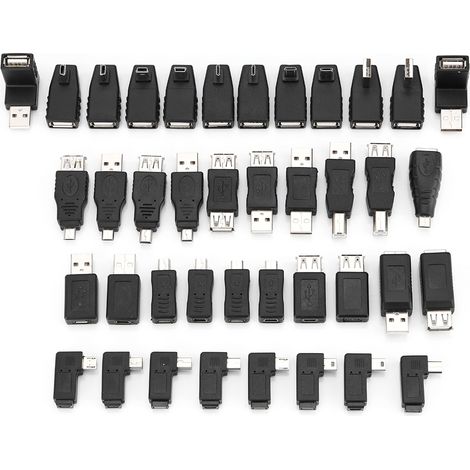 Lot de 40 adaptateurs USB 2.0 coudés mini et micro mâles femelles type B - Convertisseurs et connecteurs (1/5)