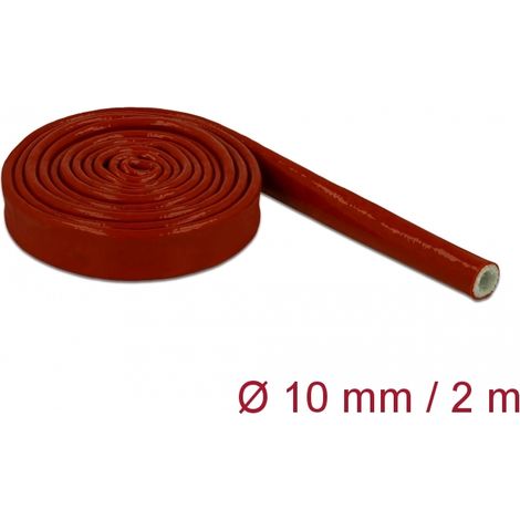Delock Funda resistente al fuego recubierta de silicona 2 m x 10 mm en rojo