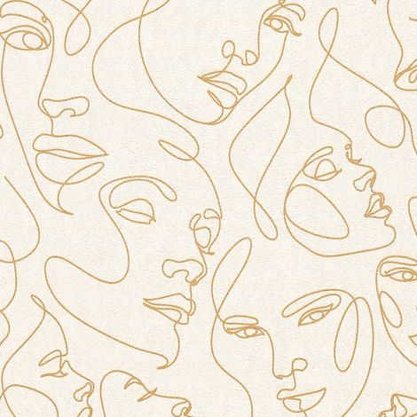 Papel pintado gráfico Profhome 791722 papel pintado vinílico estampado en caliente tejido non tejido texturado de diseño y acentos metálicos crema blanco-perla oro 5,33 m2