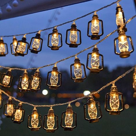Guirlande lumineuse pour jardin, style lampe à huile – étanche IP44, modes clignotants, parfaite pour soirées en extérieur (1/5)