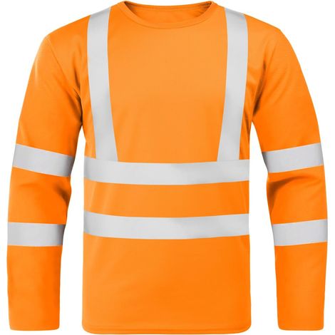 T-Shirt de Protection de Sécurité de Travail Homme, T-Shirt Réfléchissant Haute Visibilité À Manches Longues, Vêtements de Sécurité Haut Tee Shirt Fluo Avertissement Workwear Gilet (1/5)