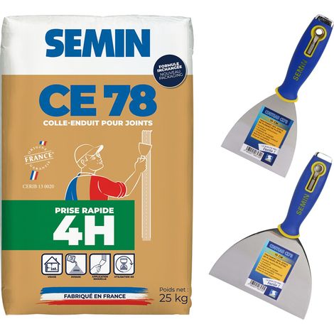 Semin – Enduit de lissage CE 78 Rapide – Sac de 25 kg – Pour joints de plaques de plâtre à bords amincis – Fini esthétique haute qualité (1/6)