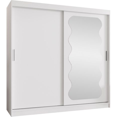 Armoire Hartford 578, Blanc, 200x200x62cm, Portes d'armoire: Coulissantes, Nombre d'étagères: 9