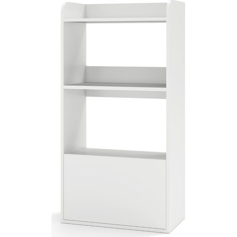 Libreria autoportante 55 x 29 x 105 cm con cassetto e 3 ripiani aperti design senza tempo in legno bianco 200010655