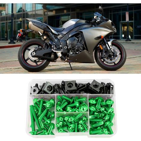 Kit de 177 vis et boulons universels M5 M6 pour carénages moto, compatible Yamaha Sportbikes - Vert (1/5)