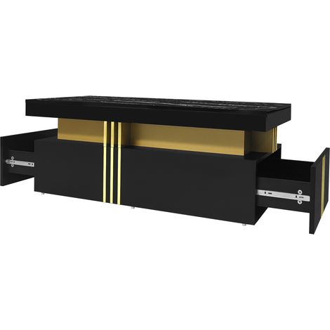 Conjunto mural de TV negro de aglomerado 100 x 50 x 40 cm HOMVRA (1/5)