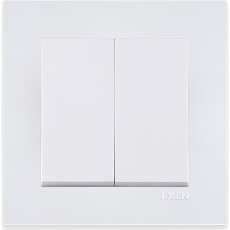 Interrupteur va et vient double blanc 10A 250V avec cadre simple Série Karell EXEN (1/2)