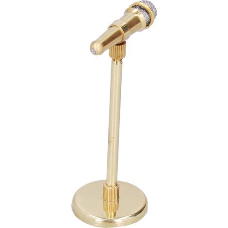 Microphone KTV sur pied doré, décoration artisanale en métal (1/5)