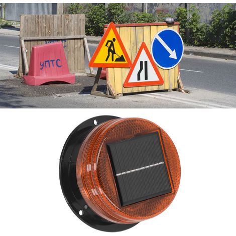 Feu clignotant de signalisation solaire pour la sécurité des chantiers, lumière jaune. (1/5)