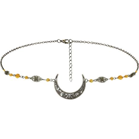 Chaîne de tête bohème dorée - Bijou de cheveux - Bandeau de perles noires - Bijou de tête d'elfe - Bijou de cheveux pour femme et fille (1/5)