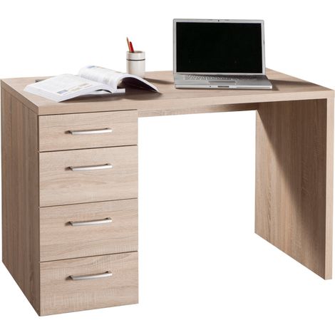 Schreibtisch mit 4 Schubladen, PC-Arbeitsplatz für Büro und Schlafzimmer 110 cm Made in Italy -Eiche / Schreibtisch (1/3)