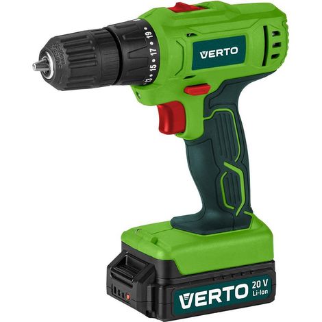 Trapano avvitatore a batteria 20v li-ion 1.5ah 2 velocità led mandrino 10mm verto 50g290