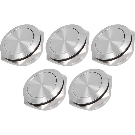 Lot de 5 interrupteurs à bouton plat étanches en acier inoxydable à bornes à vis 0-220 V (1/5)