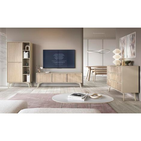 Ensemble meuble TV FOREST couleur Chevrons Scandi / Beige (1/5)