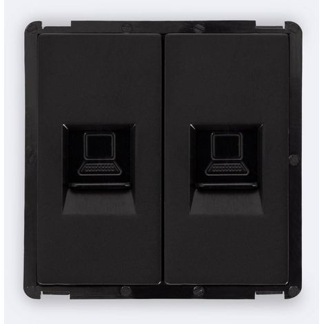Prise Internet RJ45 Cat 6 Double Modern Noir