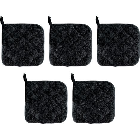 5pcs Insulation Pads, Oven Mitts, Pot Holders - Black