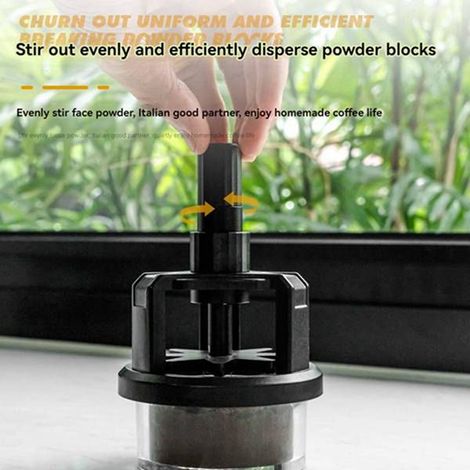 1 set. Color: Black. Materials: Aluminum alloy and stainless steel. Rotary needle coffee dispenser, 58 mm. (1/5)