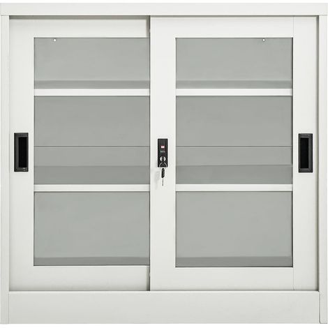 vidaXL Schrank mit Schiebetüren Hellgrau 90x40x90 cm Stahl (1/3)