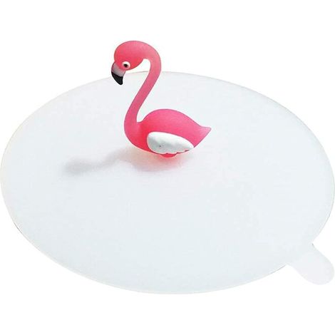 Couvercle En Silicone Pour Tasse - 11 Cm - Design Flamant Rose - Étanche Et Anti-poussière - Lot De 6 (1/5)