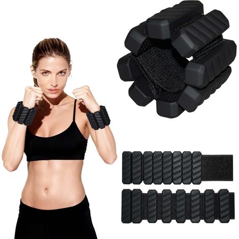 Lot de 2 Poids Réglables pour Poignets et Chevilles, Bracelets Poids pour Femmes et Hommes – Parfaits pour Entraînement Complet du Corps, Gym à Domicile, Yoga, Pilates et Aérobic Une Paire Noire, 0.9 (1/5)